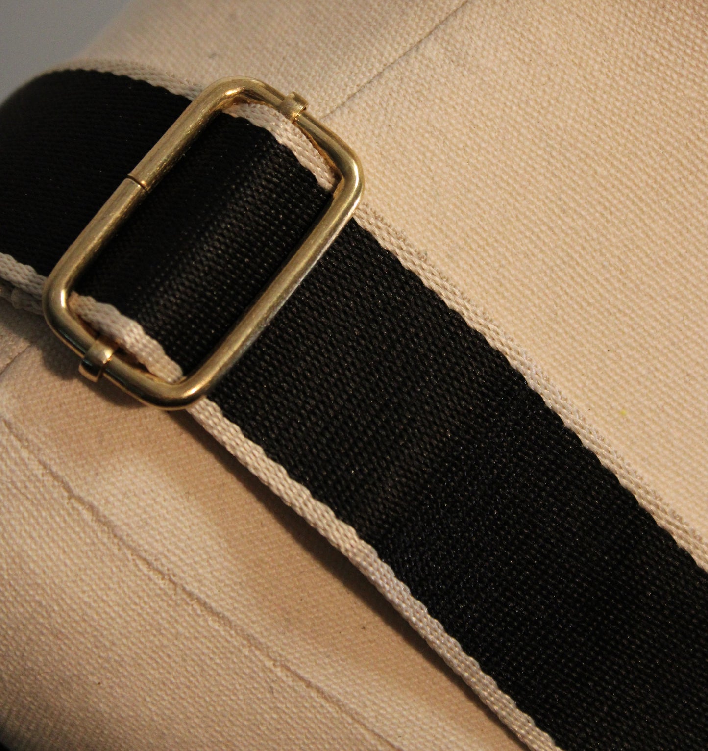 Bag Strap - Black Cream Edge