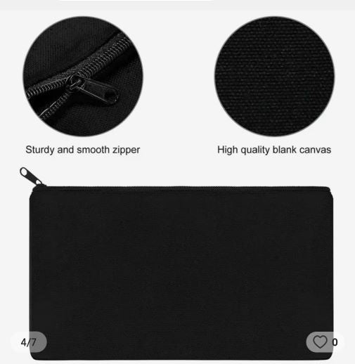 Cotton Pencil Bag - Plain with zip