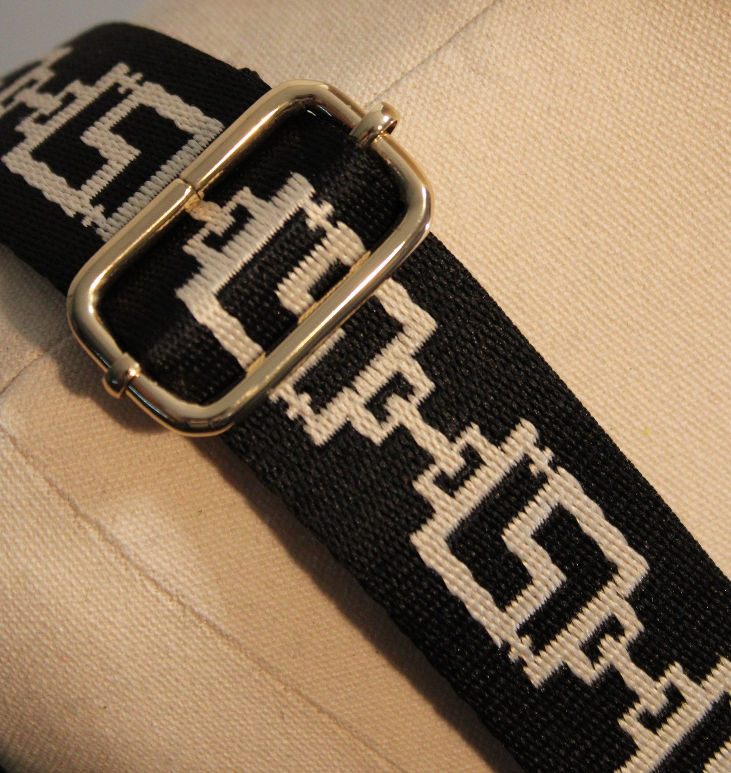 Bag Strap - Cream Black Abstract