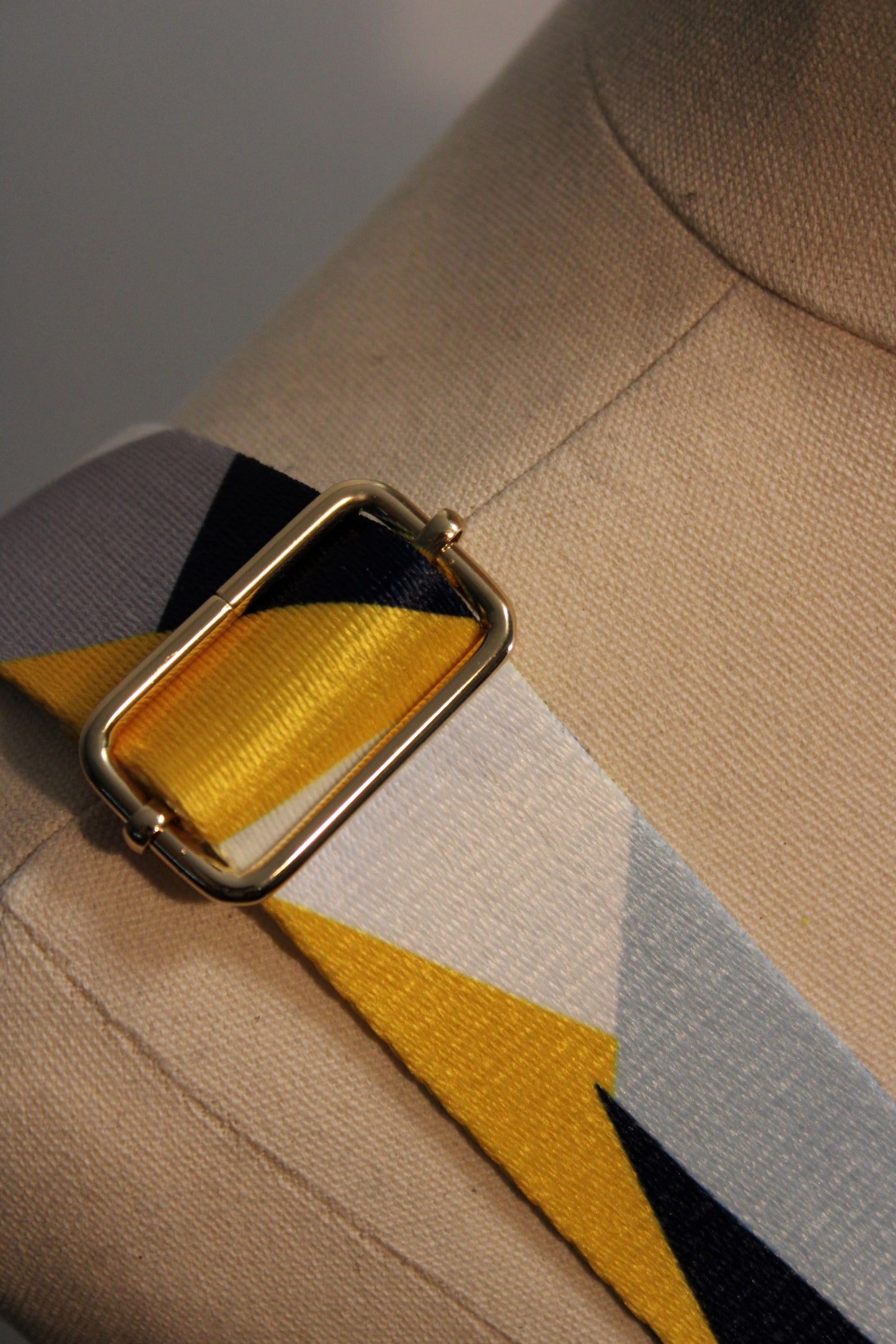 Bag Strap - Navy/Yellow/White/Gray/Blue Geometric