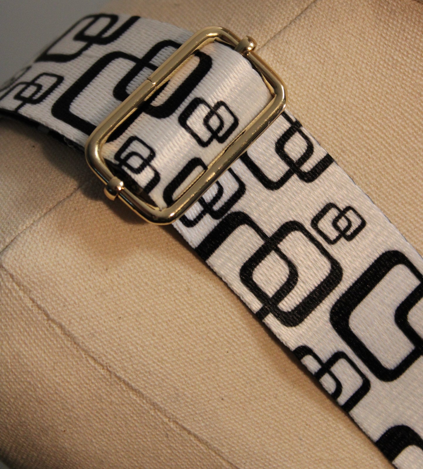 Bag Strap - Black On White Abstract