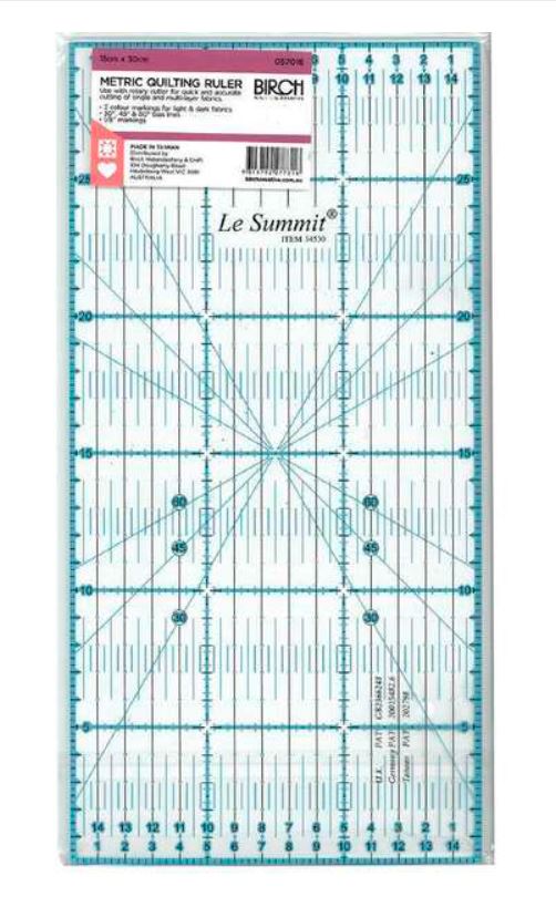 Birch Metric Quilting Ruler 15 x 30 cm