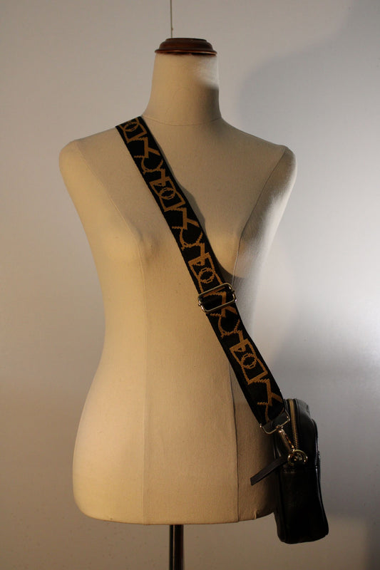 Bag Strap - Black Gold Stirrup