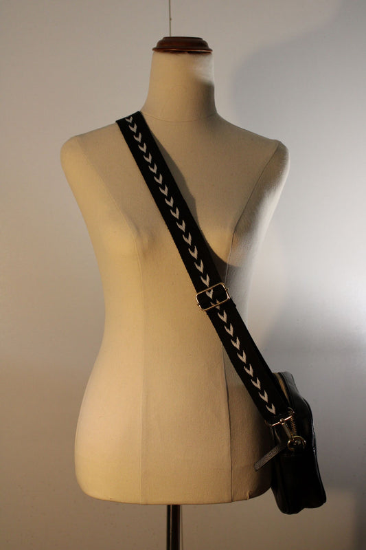 Bag Strap - Black white Arrow