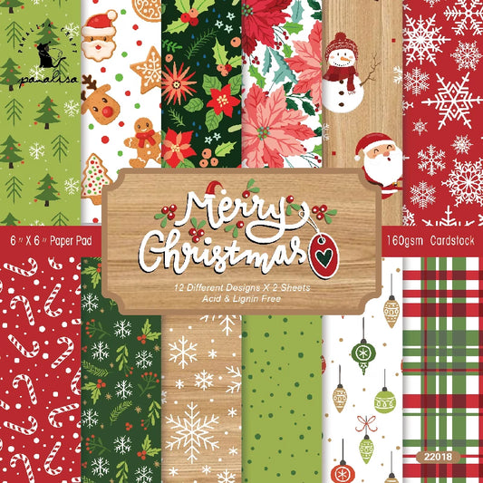 Paperstock 6" x 6" 24 pages - "Merry Christmas" Theme