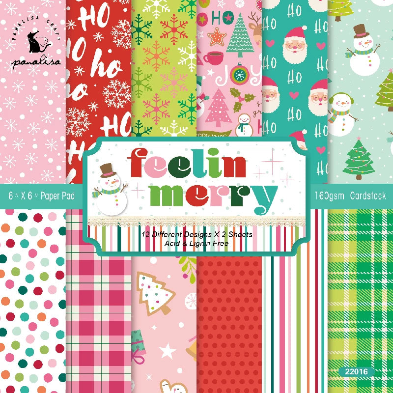 Paperstock 6" x 6" 24 pages - "Feelin Merry" Theme