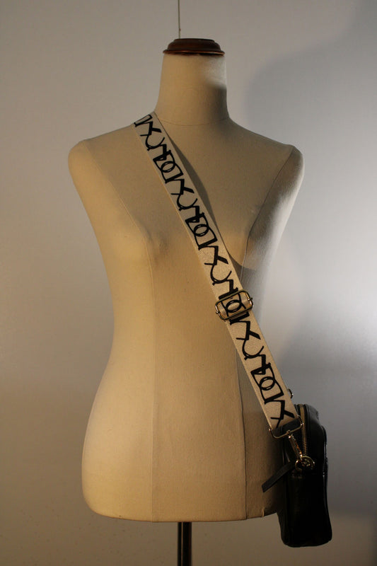 Bag Strap - Ivory Black Stirrup