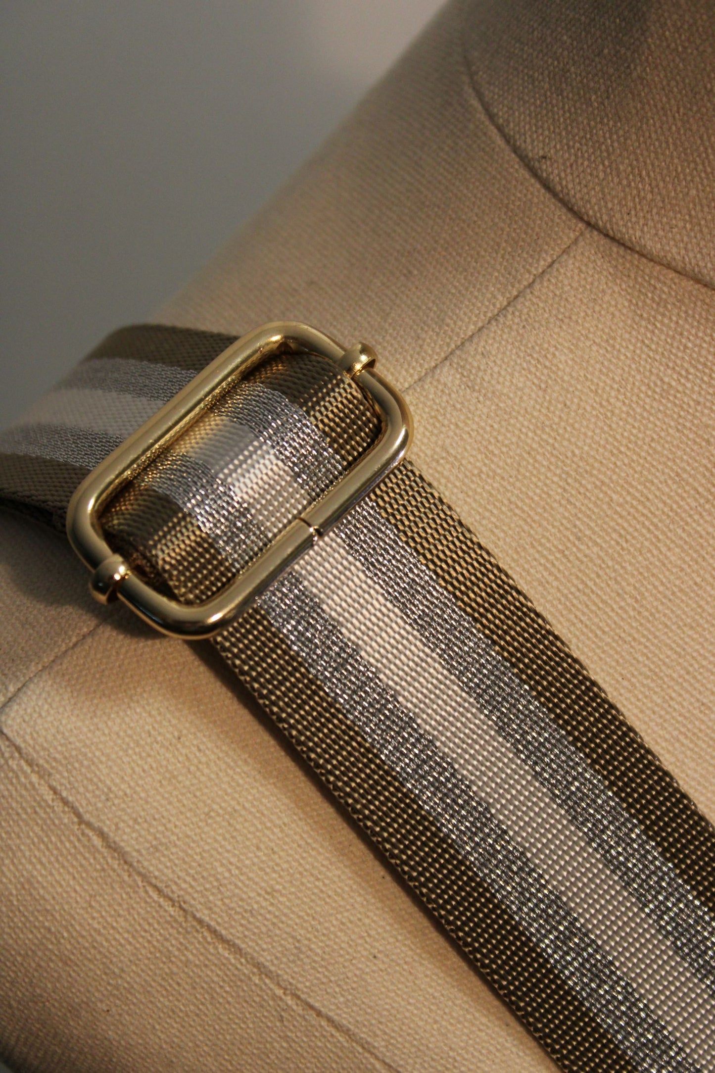 Bag Strap -  Khaki/Silver/Ivory