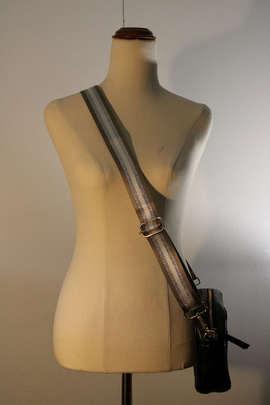 Bag Strap -  Khaki/Silver/Ivory