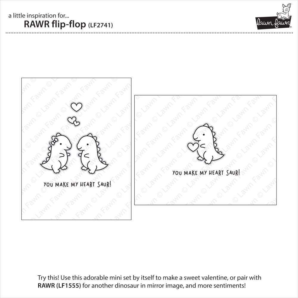 Lawn Fawn Clear Stamps - RAWR Flip-Flop