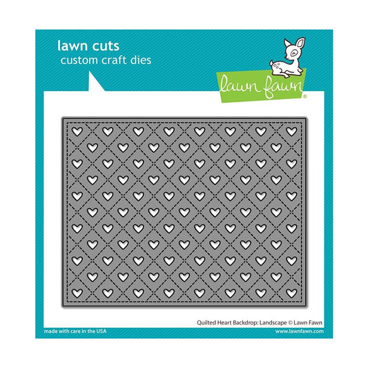 Lawn Fawn Custom Craft Dies - Quilted Heart Backdrop -Landscape Orientation
