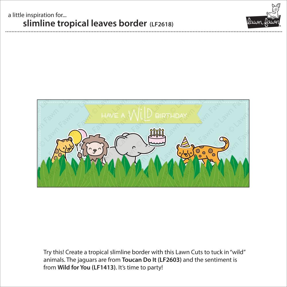 Lawn Fawn Custom Craft Dies - Slimline Tropical Leaves Border